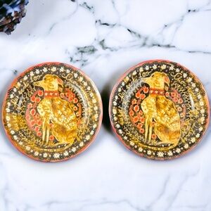 2 Ea Anthropologie Cornelia O’Donovan A PLATE FOR WALNUT BROWNIES Plate with Dog